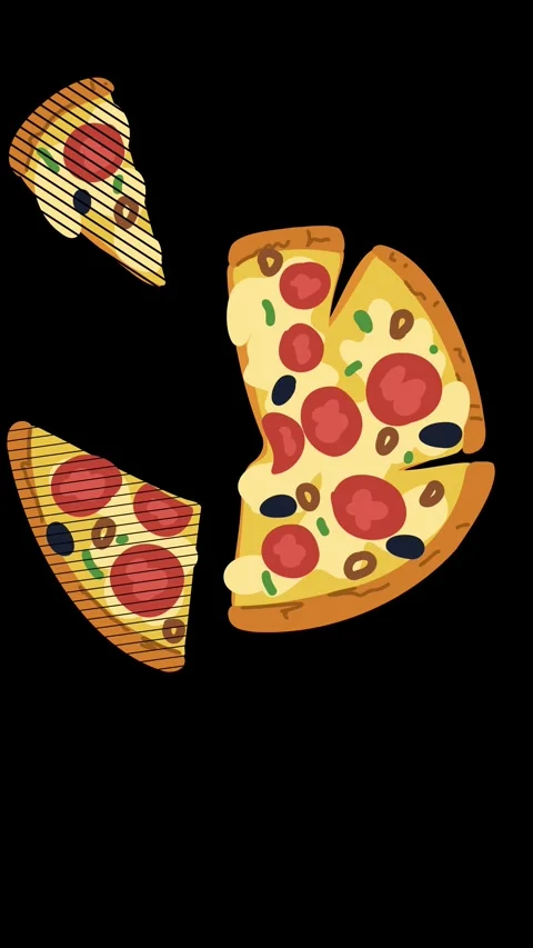 Animation of delicious pizza opening into segments Stock Footage 336651872
