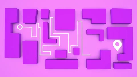 Animation of the delivery path on an abstract purple map. Stock Footage 255587607