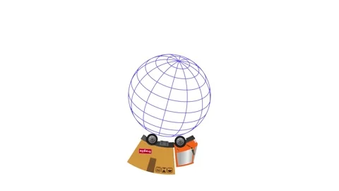 Animation Delivery van with cardboard box and globe. Stock Footage 289827156