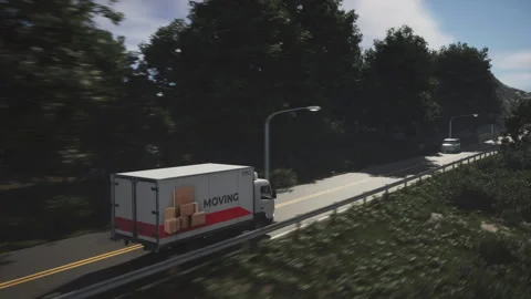 Animation Of Delivery Van Transporting Cargo To Move House To New Destination Stock Footage 292641657