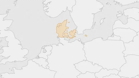 Animation of Denmark country map on the world map. Stock Footage 288216161