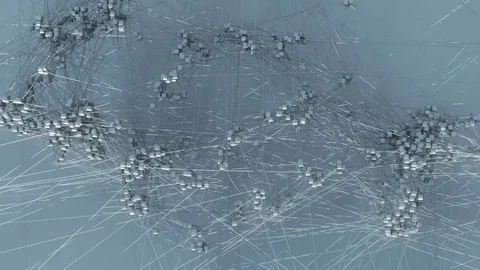 Animation depicting data blocks being shared on a network. Stock Footage 77973527