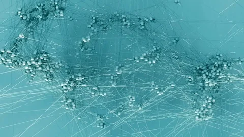 Animation depicting data blocks being gathered on a network. Stock Footage 77973629