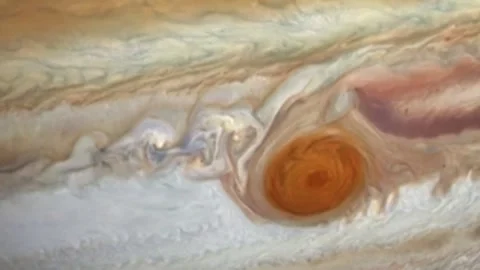 Animation depicting the great red spot on the surface of Jupiter. Stock Footage 308462593