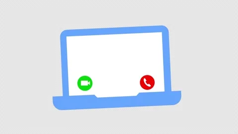 Animation depicting a laptop interface with video call and phone call icons.. Stock Footage 310644029