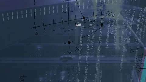 The animation depicts a computer interface processing and programming data Stock Footage 312570011