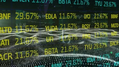 This animation depicts a digital landscape of binary code on a black background Stock Footage 220905065