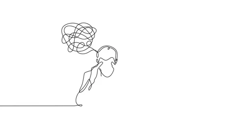 Animation of depressed man with problem in mind Stock Footage 227511287