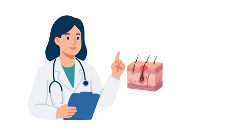 Animation dermatologist explaining human skin anatomy Stock Footage 340825970
