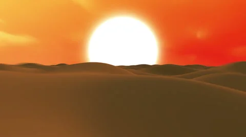 Animation of Desert Sand Dunes Flight at Sunset Stock Footage 43217522