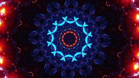 Animation design with blue and red center. Kaleidoscope VJ loop Stock Footage 252352124
