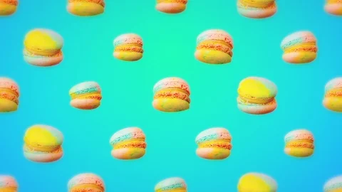 Animation design. Macaroon cake pattern. Retro old TV effect Stock Footage 118829501