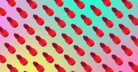 Animation design. Seamless pattern. Pineapple on gradient background Stock Footage 120679384