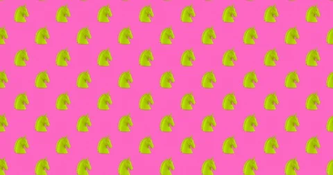 Animation design. Seamless pattern. Unicorn figurine on a pink background Stock Footage 120677213