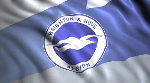 Animation of developing flag with logo of football club. Motion. Beautiful flag Stock Illustration