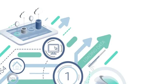 Animation of development with infographics elements. Alpha Channel Stock Footage 84807706