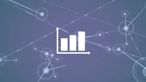 Animation of diagram over network of connections on grey background Stock Footage 330115481
