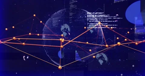 Animation of diagrams and data processing over globe Stock Footage 328457791