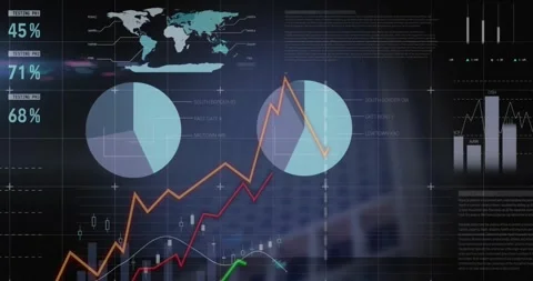 Animation of diagrams and data processing over building Stock Footage 328928299