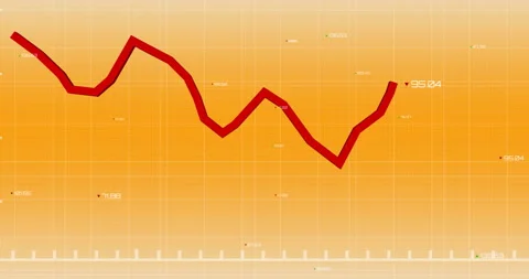 Animation of diagrams over data processing on orange background Video stock 308688127