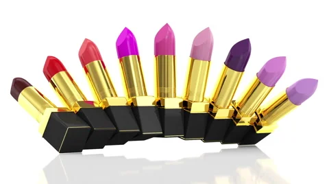 Animation of Different lipsticks Opened on white background Stock Footage 42814143