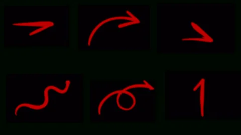 Animation of different red hand drawn animated arrows or insertion pointers on a Stock Footage 266119147