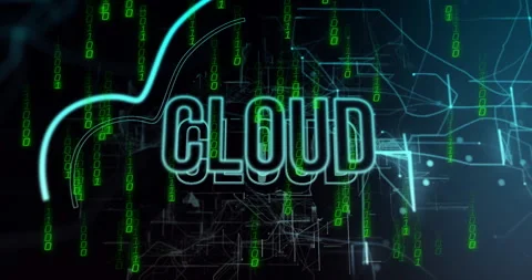 Animation of digital binary code and network connections in cloud computing Stock Footage 304864325
