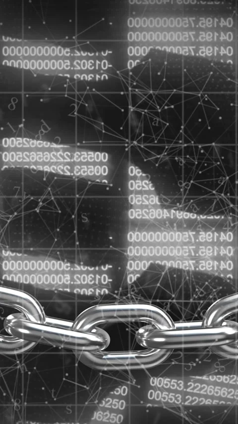 Animation of digital block chains with data processing and binary coding Stock Footage 319513464