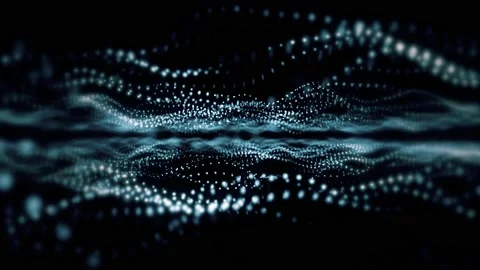 Animation digital blue particles waves. Video stock 232871519