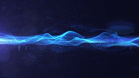 Animation digital blue particles waves. Stock Footage 239204173