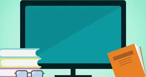 Animation of digital books and computer icons on green background Stock Footage 328585208