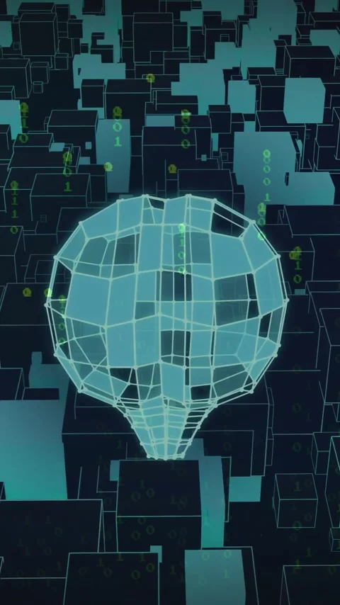 Animation of digital brain spinning over binary coding Video stock 342595234
