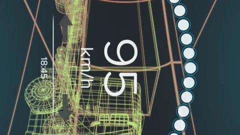 Animation of digital car interface and data processing over 3d model of car Stock Footage 312394699