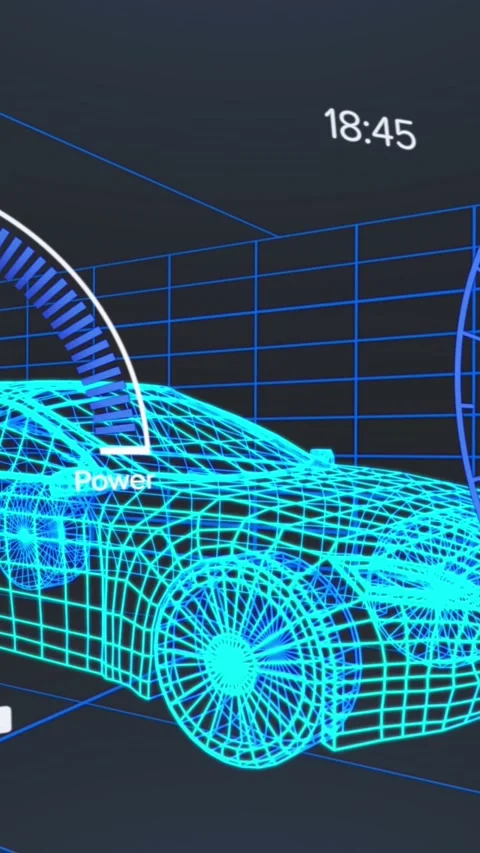 Animation of digital car interface and data processing over 3d model of car Stock Footage 344614005
