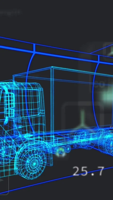 Animation of digital car interface and data processing over 3d model of car Stock Footage 344614007