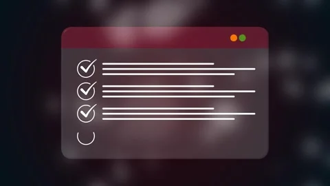 Animation of digital checklist verification on virtual interface as profess.. Видео 336203249