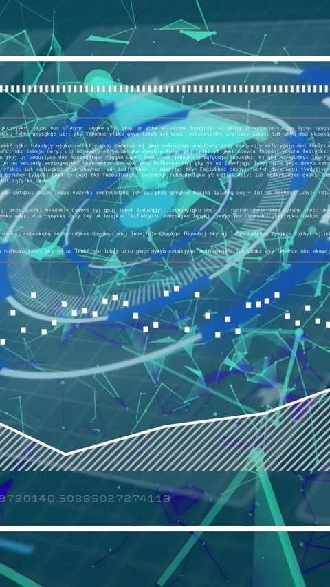 Animation of digital circles, dots connected with lines and programming codes Stock Footage 320160302