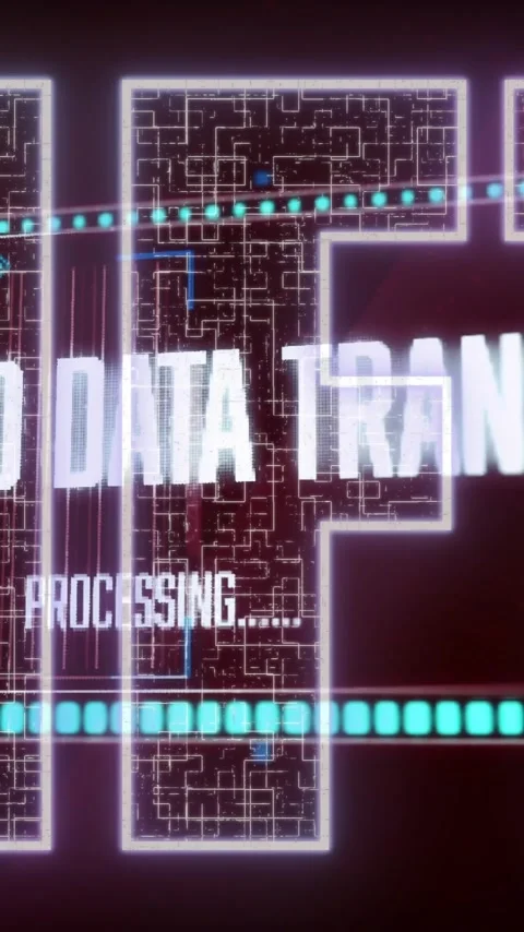 Animation of digital circuit patterns with glowing blue dots for NFT processing Stock Footage 319728289