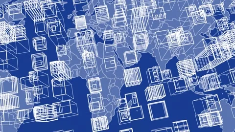 Animation of digital city over world map... | Stock Video | Pond5