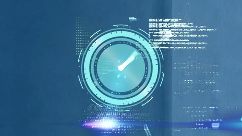 Animation of digital clock over binary codes, lens flares, computer language on Stock Footage 326097746