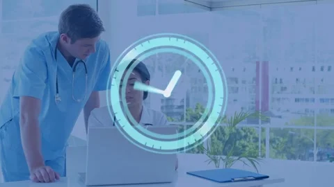 Animation of digital clock over doctors ... | Stock Video | Pond5