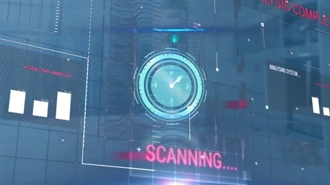Animation of digital clock over graphs, texts and computer language against Stock Footage 325703455