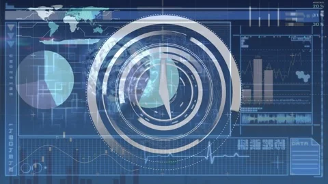Animation of digital clock over infographic interface against human brain in Stock Footage 327274472