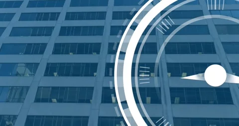 Animation of digital clock over low angle view of building in background Stock Footage 328408416