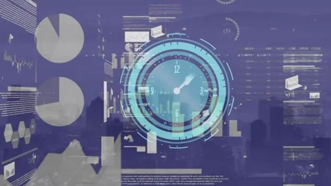 Animation of digital clock over multiple... | Stock Video | Pond5