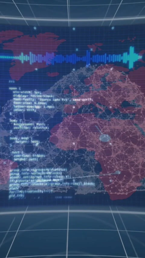 Animation of digital cloud, data processing over world map Stock Footage 344693831