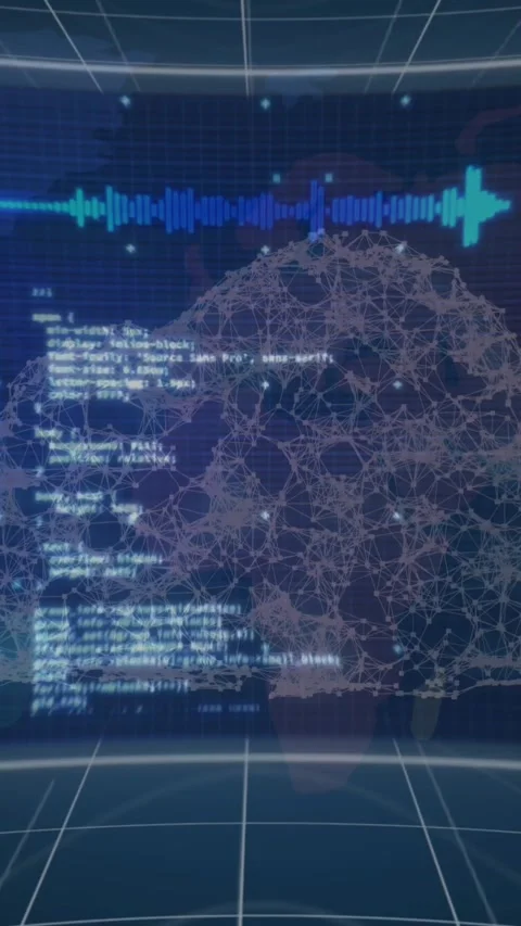 Animation of digital cloud, data processing over world map Stock Footage 344706639
