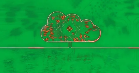 Animation of digital cloud with integrated circuit on transparent background Video stock 318271936