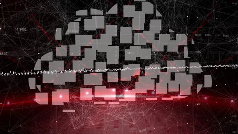 Animation of digital cloud with network connections and data visualization Stock Footage 304853834