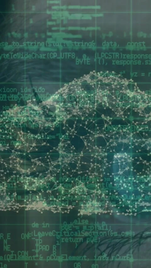 Animation of digital cloud, online security padlock and data processing Stock Footage 343083157